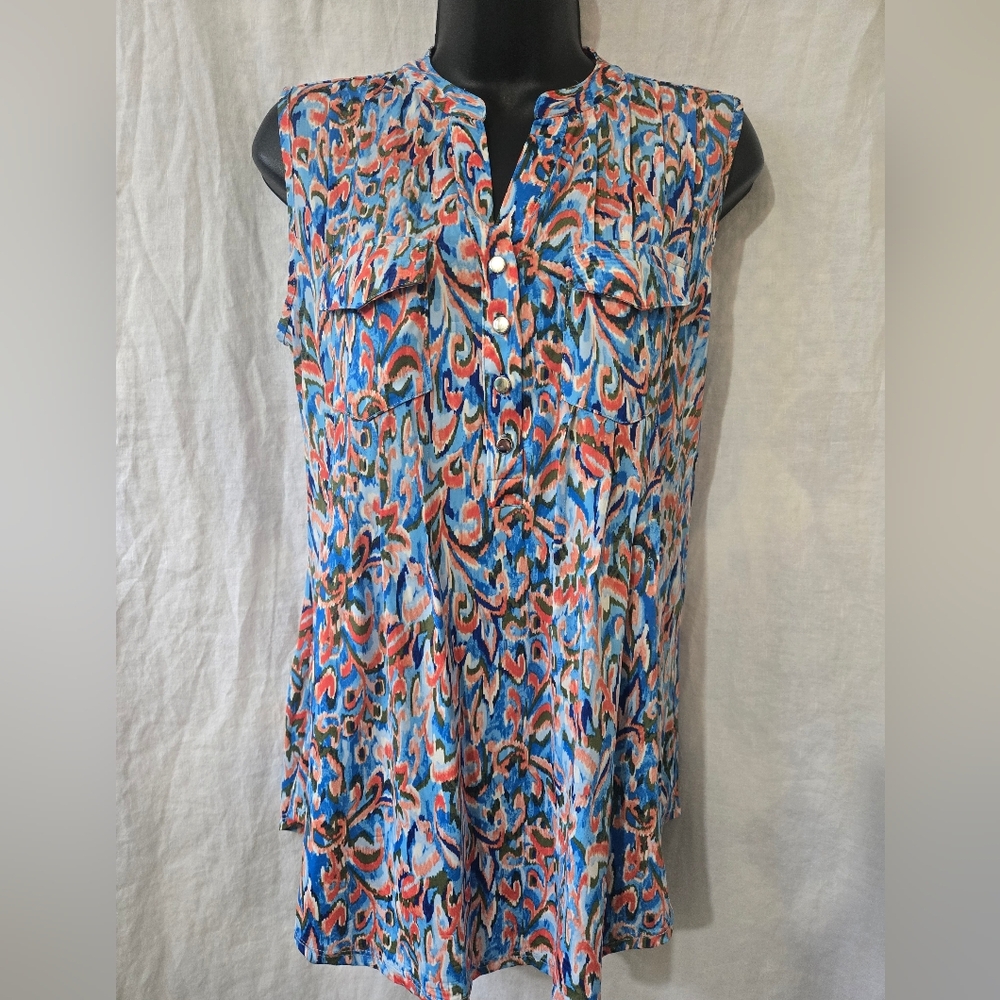 NWT Ava & Grace Colorful Patterned Sleeveless Blouse